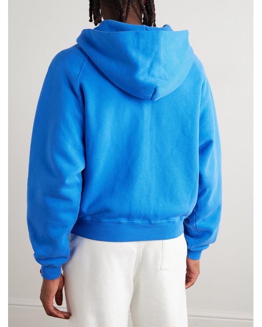 CHERRY LA Blue Logo-appliquéd Cotton-jersey Zip-up Hoodie for men