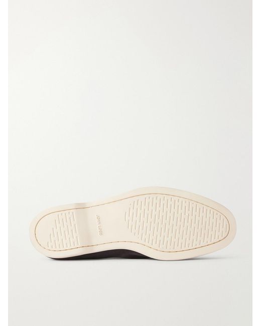 John Lobb White Pace Suede Loafers for men