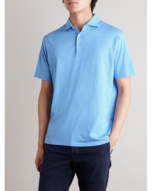 Peter Millar Blue Excursionist Stretch-cotton And Modal-blend Polo Shirt for men