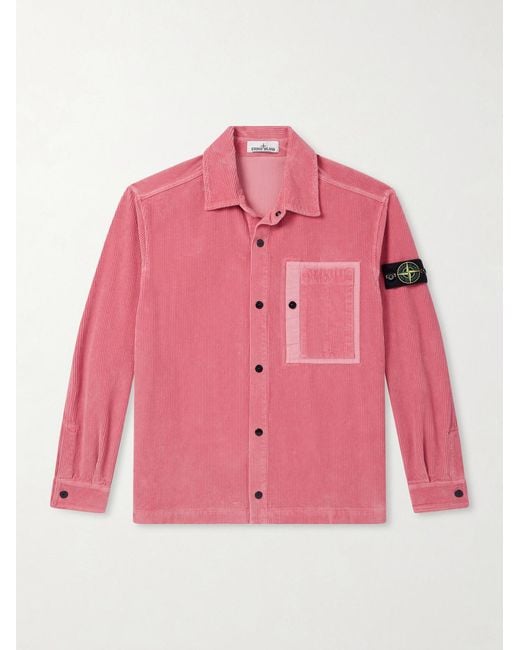 Stone Island Pink Organic Cotton-Corduroy Overshirt for men