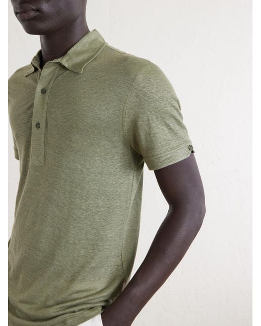 Orlebar Brown Green Sebastian Linen-jersey Polo Shirt for men