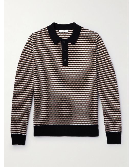 Mr P. Brown Striped Wool Polo Shirt for men
