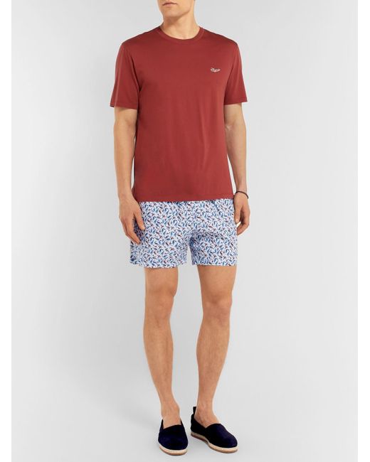 Loro Piana Blue Mid-Length Printed Cotton Swim Shorts for men