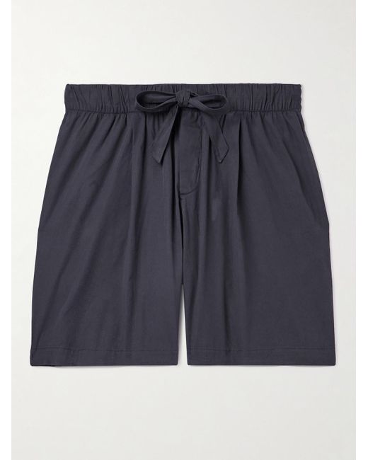 Tekla Blue Birkenstock Straight-leg Pleated Organic Cotton-poplin Pyjama Shorts for men