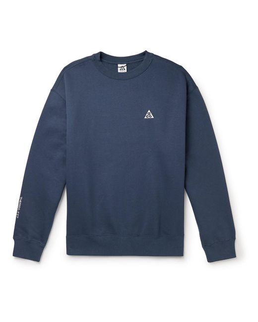 Nike Blue Acg Logo-embroidered Therma-fit Sweatshirt for men