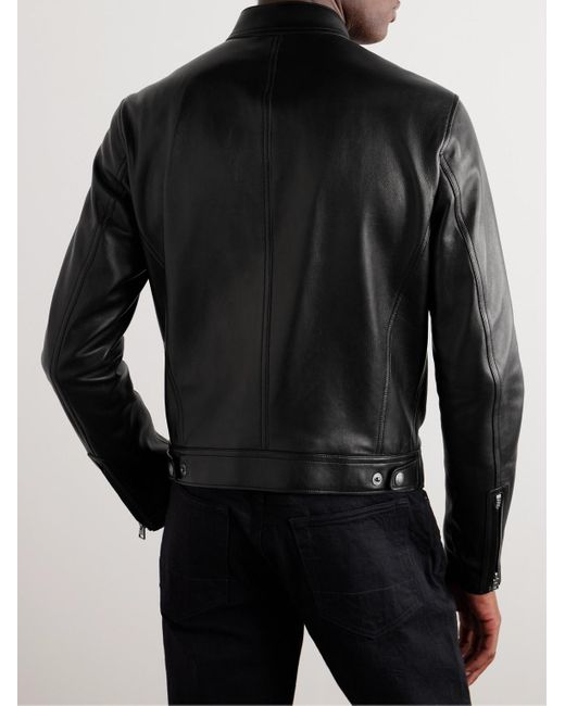 Tom Ford Black Slim-fit Full-grain Leather Biker Jacket for men