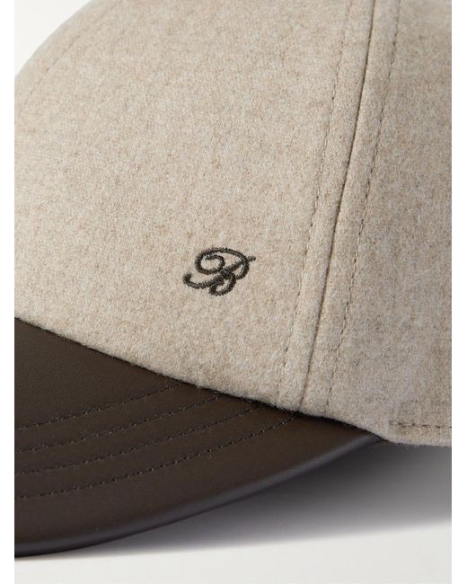 Berluti Natural Logo-embroidered Cashmere-blend And Leather Baseball Cap for men