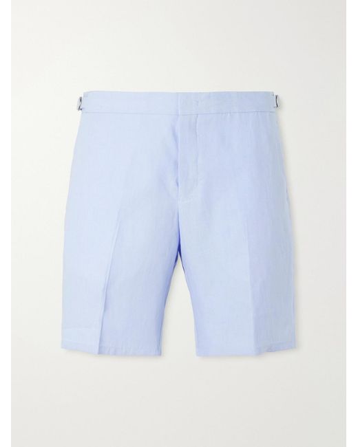 Orlebar Brown Blue Norwich Straight-Leg Linen Shorts for men