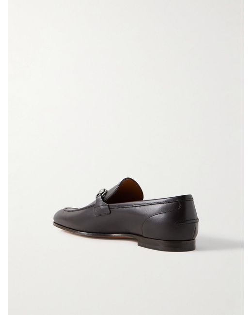 Gucci Black Jordaan Horsebit-Embellished Leather Loafers for men