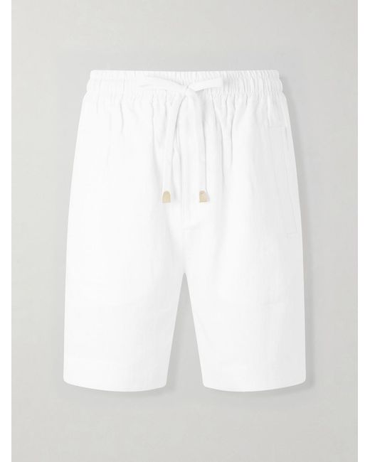 Eleventy White Straight-leg Linen Shorts for men