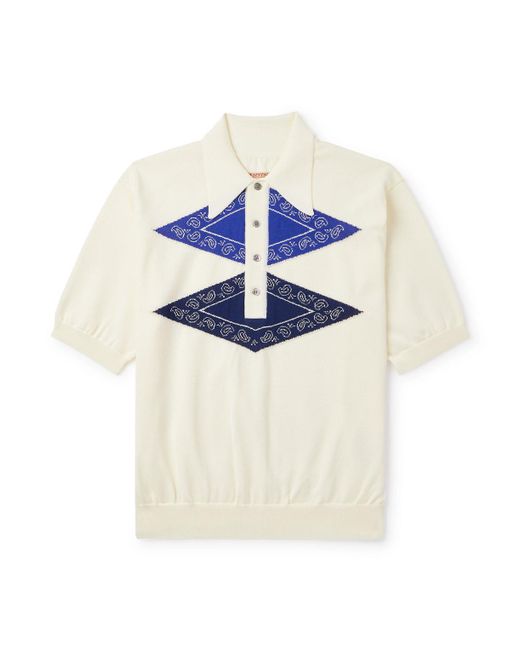 Kapital Blue Jacquard-Knit Polo Shirt for men