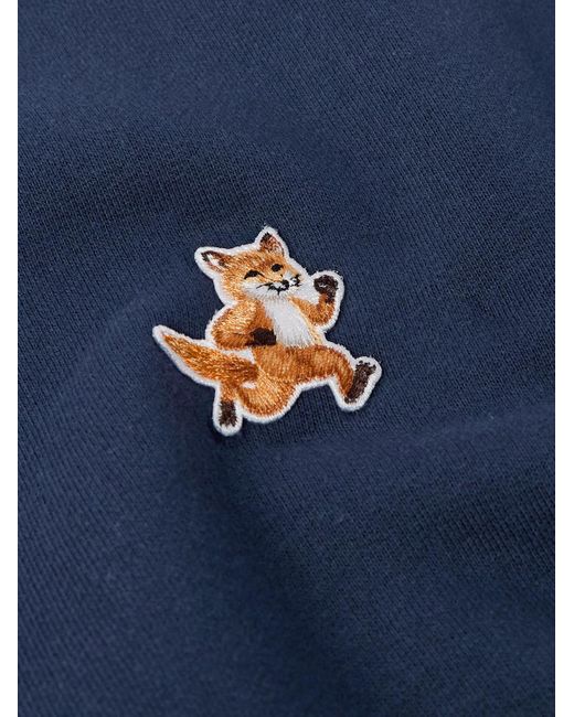 Felpa in jersey di cotone con logo applicato Speedy Fox di Maison Kitsuné in Blue da Uomo