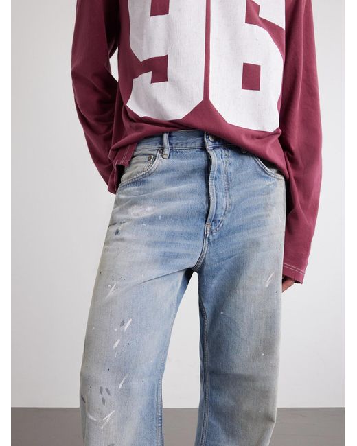 Acne Blue Stain-Printed Straight-Leg Cotton Jeans for men