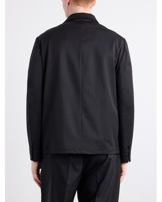 Barena Black Wool-Blend Gabardine Overshirt for men