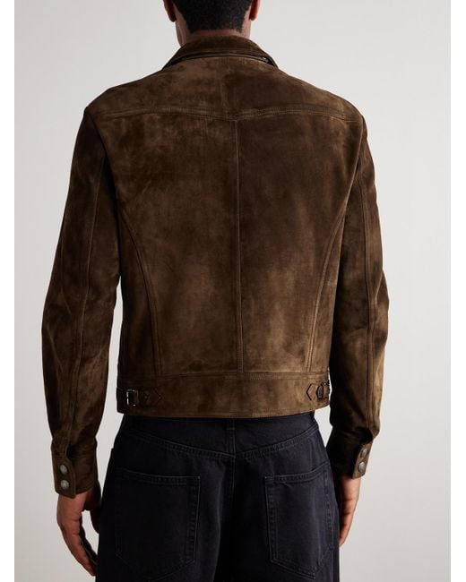 Tom Ford Brown Slim-Fit Suede Jacket for men
