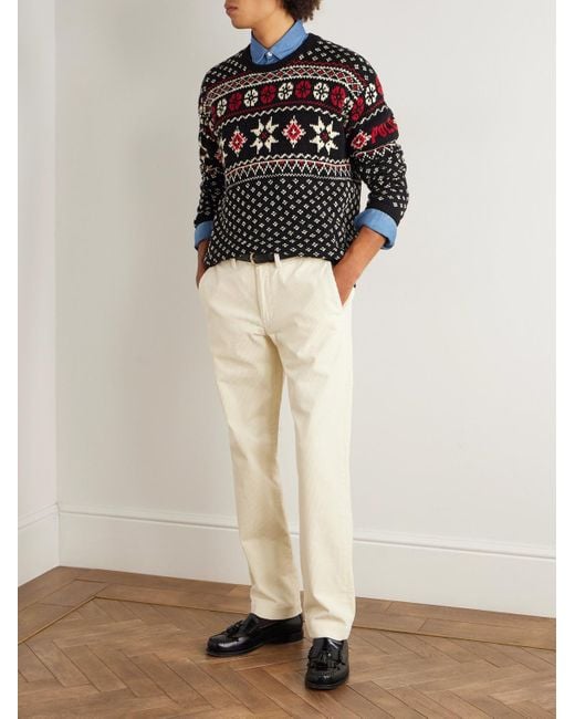 Polo Ralph Lauren Black Intarsia Cotton And Cashmere-blend Sweater for men