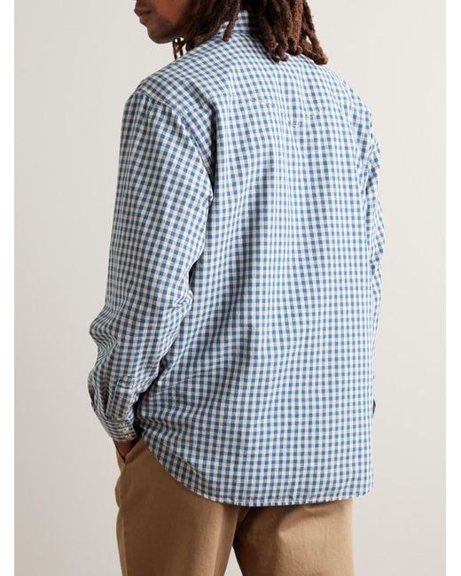 Nudie Jeans Blue Sigge Gingham Organic Cotton Western Shirt for men