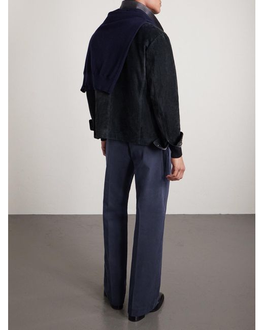 Tom Ford Blue Wide-Leg Cotton-Drill Trousers for men