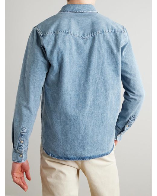 Mr P. Blue Denim Western Shirt for men