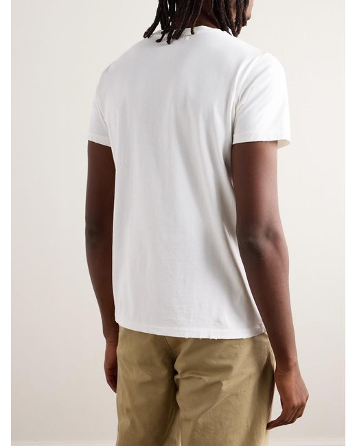 Remi Relief White Printed Distressed Cotton-Jersey T-Shirt for men