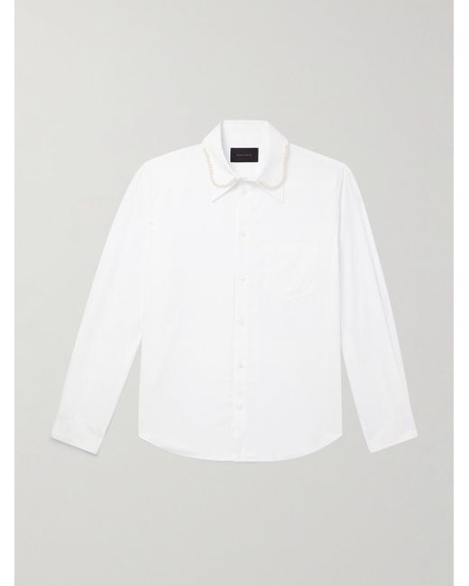 Simone Rocha White Faux Pearl-embellished Cotton-poplin Shirt for men