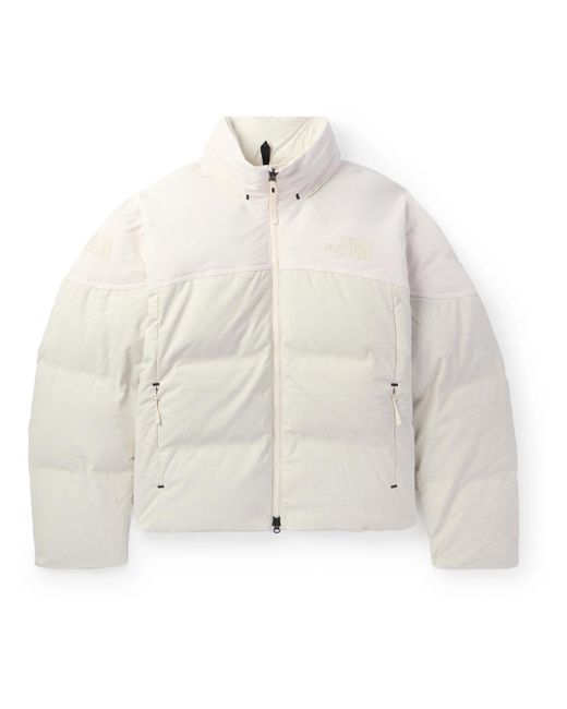 The North Face White Steep Tech Logo-appliquéd Checked Shell Hooded Down Jacket for men