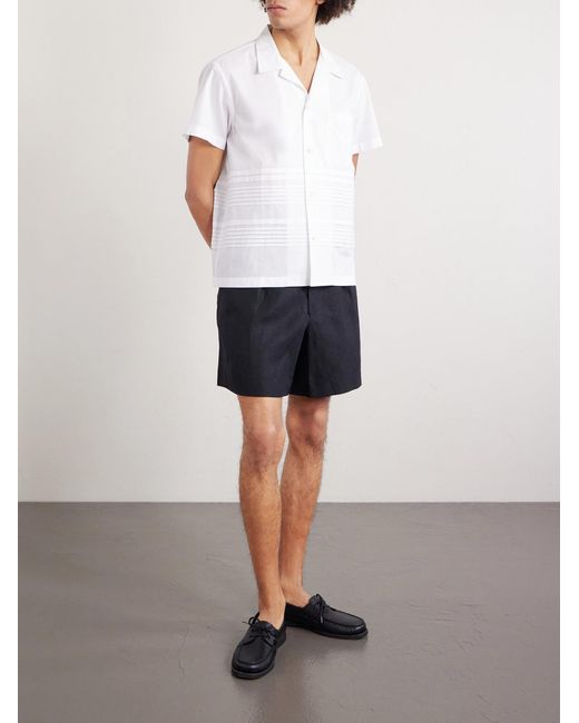 Bode White Chamomile Camp-collar Logo-embroidered Cotton-poplin Shirt for men