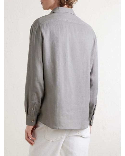 Brunello Cucinelli Gray Linen Shirt for men