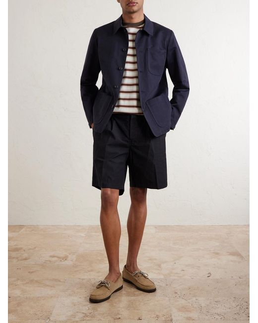 Altea Blue Constantin Cotton And Linen-Blend Overshirt for men