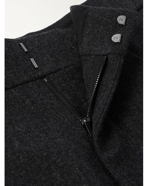 Fear Of God Black Wide-Leg Pleated Virgin Wool-Blend Flannel Trousers for men