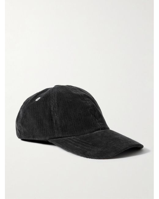 AMI Baseballkappe aus Baumwollcord mit Logostickerei in Black für Herren