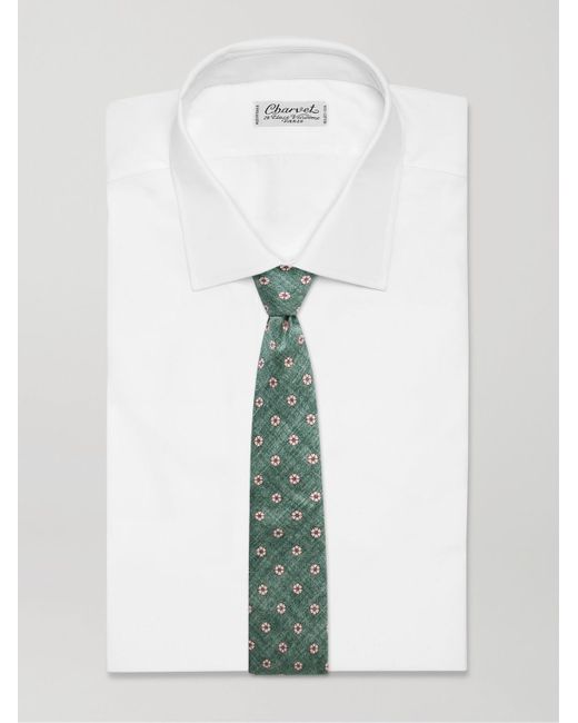 Cravatta in seta floreale Osterley di Favourbrook in Green da Uomo