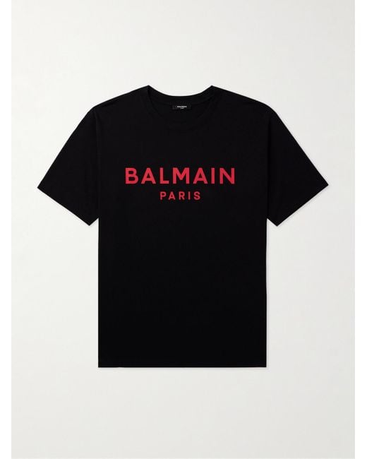 Balmain T-Shirt aus Baumwoll-Jersey mit Logoprint in Black für Herren