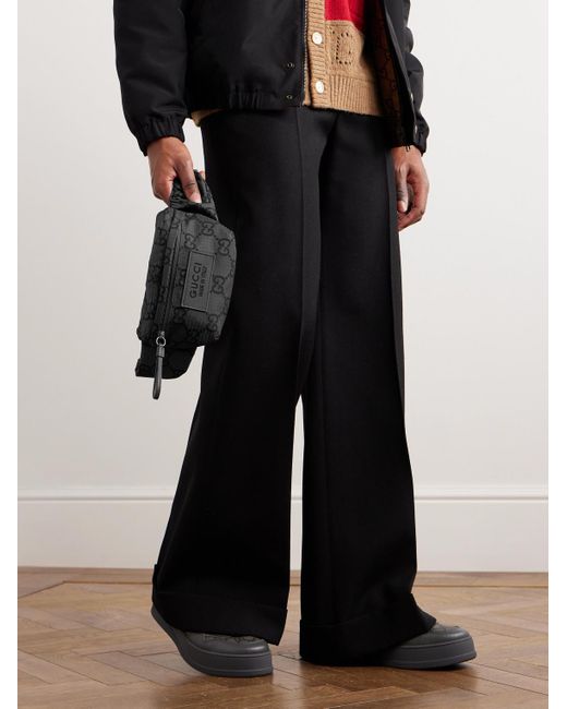 Gucci Black Logo-appliquéd Leather-trimmed Monogram Ripstop Belt Bag for men