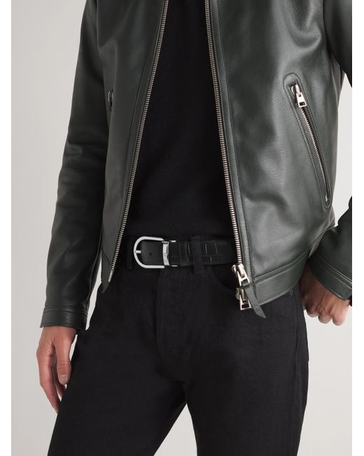 Montblanc Black 3.5cm Reversible Croc-effect Leather Belt for men