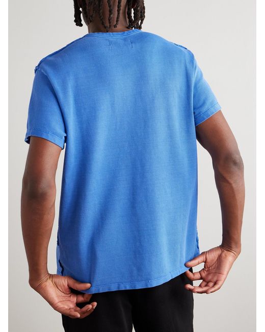Les Tien Blue Inside Out Garment-dyed Cotton-piqué T-shirt for men