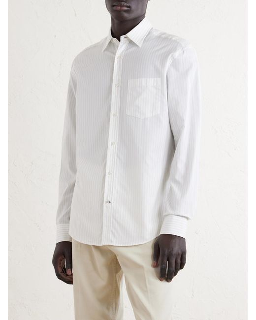 Dunhill White Striped Cotton Shirt for men