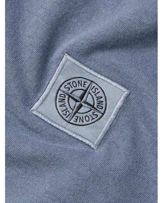 Stone Island Blue Logo-appliquéd Cotton-jersey T-shirt for men