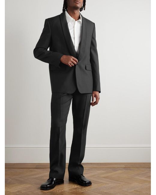 Loewe Black Straight-Leg Wool And Silk-Blend Tuxedo Trousers for men