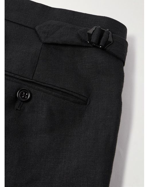 Ralph Lauren Purple Label Black Gregory Straight-leg Pleated Linen Trousers for men