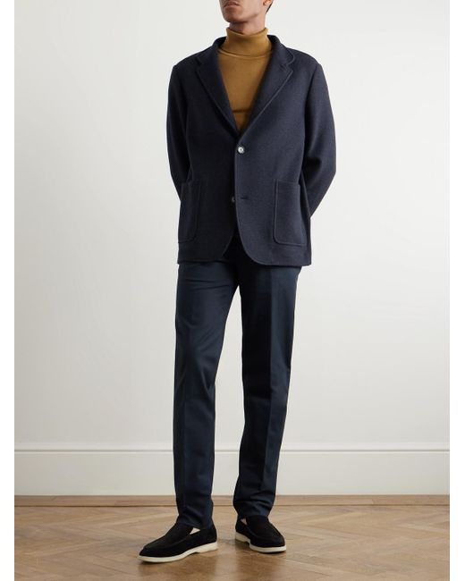 Loro Piana Blue Carlo Hyannis Tapered Cotton-Blend Trousers for men