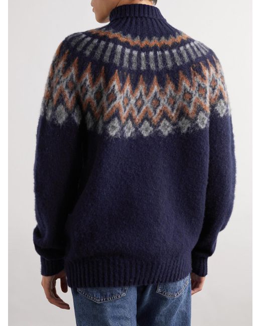Howlin' By Morrison Blue Fair Isle Wool Rollneck Sweater for men