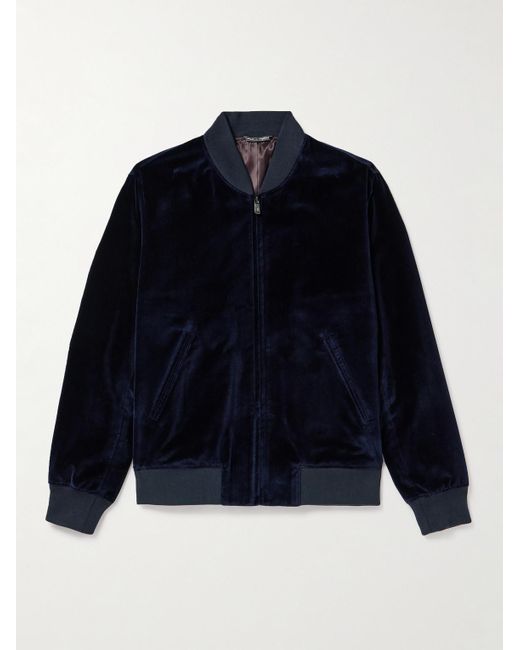 Richard James Blue Cotton-velvet Bomber Jacket for men