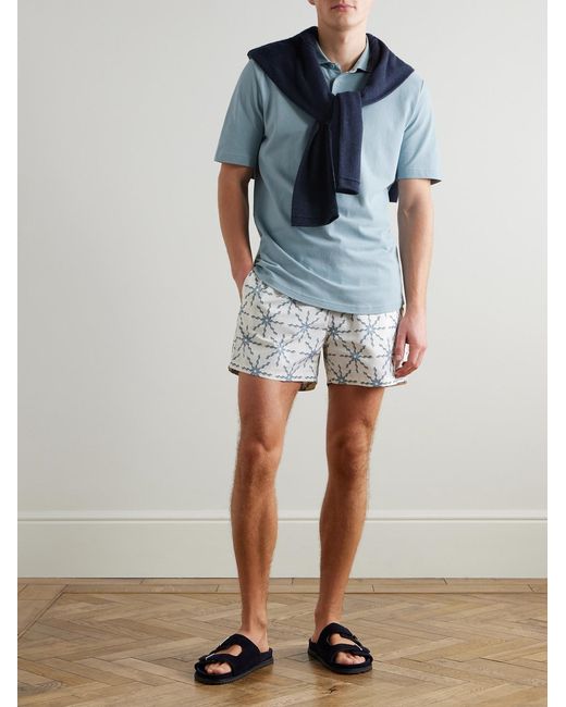 Frescobol Carioca Blue Luca Cotton Polo Shirt for men