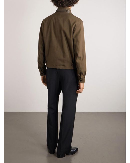 Tom Ford Green Leather-trimmed Virgin Wool for men