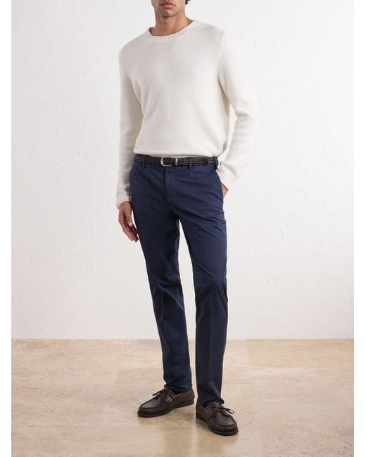 Slowear Blue Slim Batavia Straight-leg Cotton-blend Woven Trousers for men