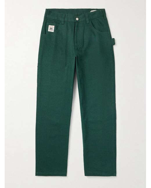 Bode Green Knolly Brook Straight-Leg Cotton-Twill Trousers for men