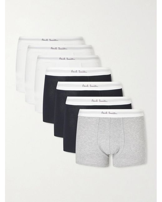 Paul Smith White Set Of Seven Organic Cotton-blend Jersey Boxer Briefs for men