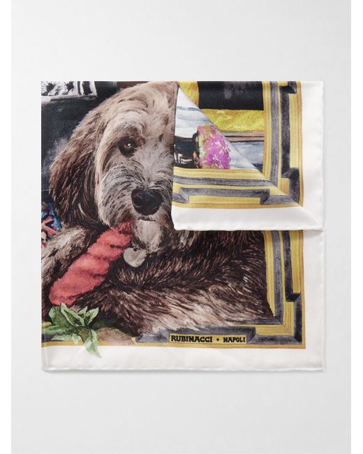 Rubinacci Bella Printed Silktwill Pocket Square in White for Men Lyst UK