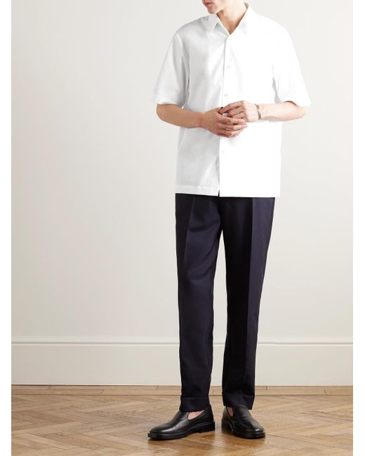 Camicia in popeline di cotone di Dries Van Noten in White da Uomo